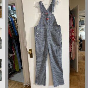 NEW Dickies White & Navy Stripe Overalls - MEDIUM